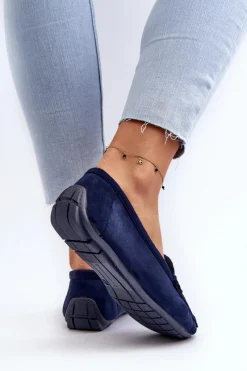 New Damskie Modne Zamszowe Mokasyny Granatowe Rabell Damskie Loafersy Damskie|Mokasyny Damskie Zamszowe