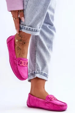 Loafersy Damskie|Mokasyny Damskie Zamszowe>Boto Damskie Modne Zamszowe Mokasyny Różowe Rabell Różowy