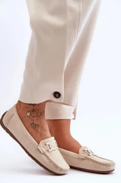 Loafersy Damskie|Mokasyny Damskie Zamszowe>Boto Damskie Modne Zamszowe Mokasyny Beżowe Rabell Beżowy