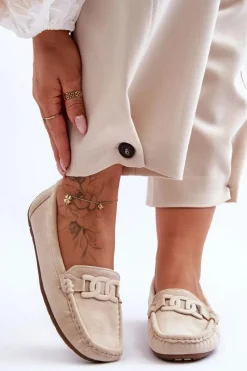 Loafersy Damskie|Mokasyny Damskie Zamszowe></noscript>Boto Damskie Modne Zamszowe Mokasyny Beżowe Rabell Beżowy