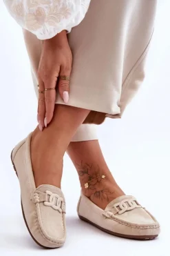 Loafersy Damskie|Mokasyny Damskie Zamszowe></noscript>Boto Damskie Modne Zamszowe Mokasyny Beżowe Rabell Beżowy