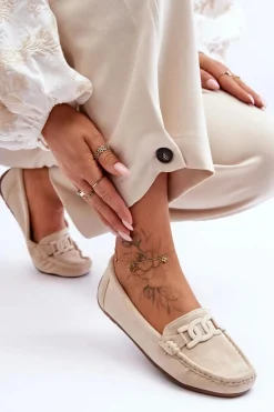Loafersy Damskie|Mokasyny Damskie Zamszowe></noscript>Boto Damskie Modne Zamszowe Mokasyny Beżowe Rabell Beżowy