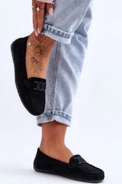 Loafersy Damskie|Mokasyny Damskie Zamszowe>Boto Damskie Modne Zamszowe Mokasyny Czarne Rabell