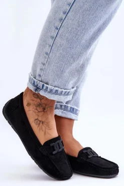 Loafersy Damskie|Mokasyny Damskie Zamszowe>Boto Damskie Modne Zamszowe Mokasyny Czarne Rabell
