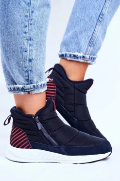 Damskie Młodzieżowe Śniegowce Big Star Granatowe GG274471 Damskie Śniegowce Damskie