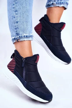 Damskie Młodzieżowe Śniegowce Big Star Granatowe GG274471 Damskie Śniegowce Damskie