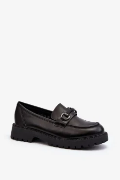 Buty damskie Vinceza Damskie Mokasyny Eko Skórzane Czarne Ledda