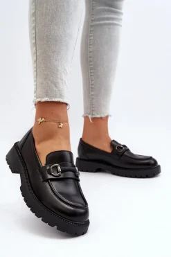 Buty damskie Vinceza Damskie Mokasyny Eko Skórzane Czarne Ledda