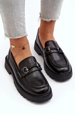 Buty damskie Vinceza Damskie Mokasyny Eko Skórzane Czarne Ledda