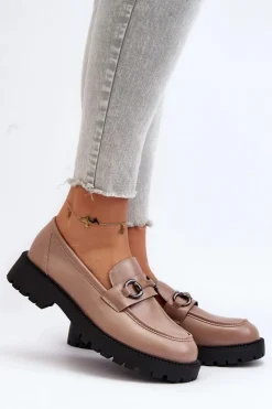 Loafersy Damskie|Mokasyny Damskie Skórzane>Buty damskie Vinceza Damskie Mokasyny Eko Skórzane Beżowe Ledda