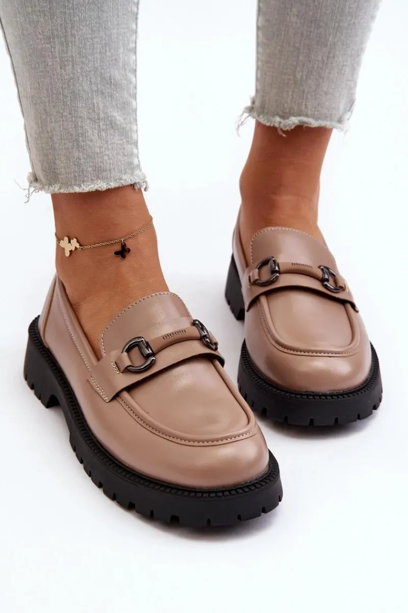 Loafersy Damskie|Mokasyny Damskie Skórzane>Buty damskie Vinceza Damskie Mokasyny Eko Skórzane Beżowe Ledda