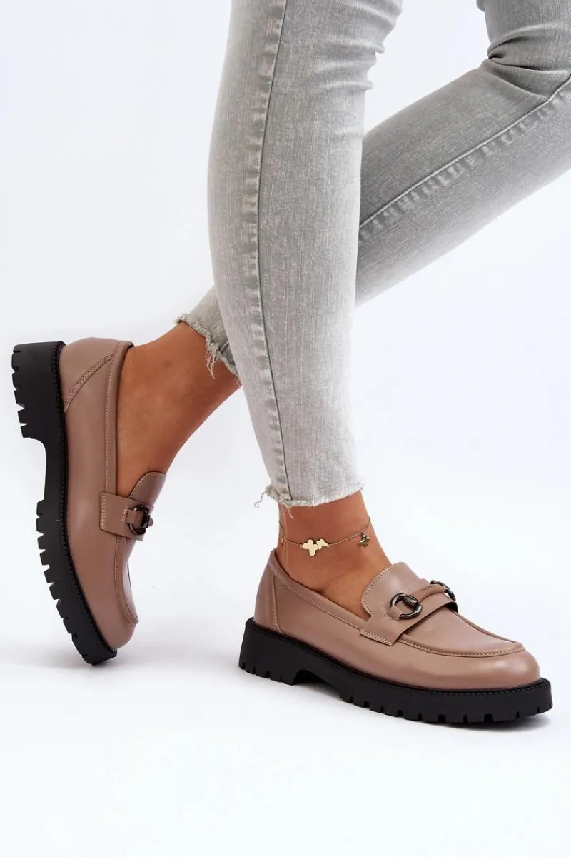 Loafersy Damskie|Mokasyny Damskie Skórzane>Buty damskie Vinceza Damskie Mokasyny Eko Skórzane Beżowe Ledda