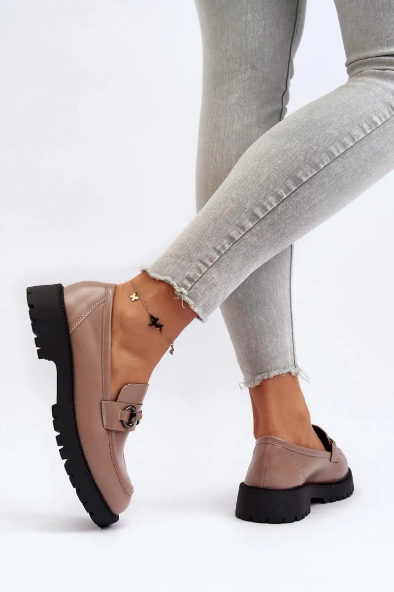 Loafersy Damskie|Mokasyny Damskie Skórzane>Buty damskie Vinceza Damskie Mokasyny Eko Skórzane Beżowe Ledda