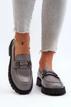 New Damskie Mokasyny Eko Skórzane Szare Ledda Damskie Loafersy Damskie|Mokasyny Damskie Skórzane