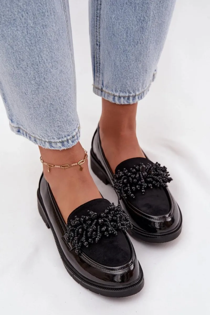 Online Damskie Mokasyny Lakierowane S.Barski HY52-369B Czarne Damskie Mokasyny Płaskie|Mokasyny Damskie Lakierowane