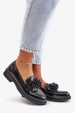 Best Damskie Mokasyny Lakierowane S.Barski HY369A Czarne Damskie Mokasyny Płaskie|Mokasyny Damskie Lakierowane