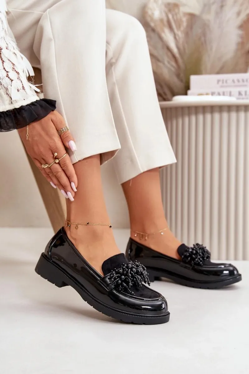 Damskie buty S.Barski Damskie Mokasyny Lakierowane S.Barski HY42-369 Czarne