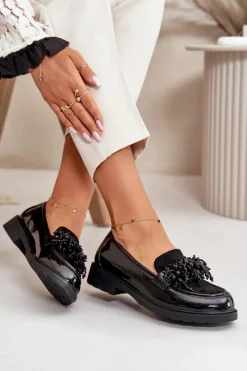 Damskie buty S.Barski Damskie Mokasyny Lakierowane S.Barski HY42-369 Czarne