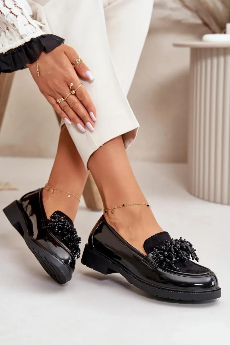 Damskie buty S.Barski Damskie Mokasyny Lakierowane S.Barski HY42-369 Czarne