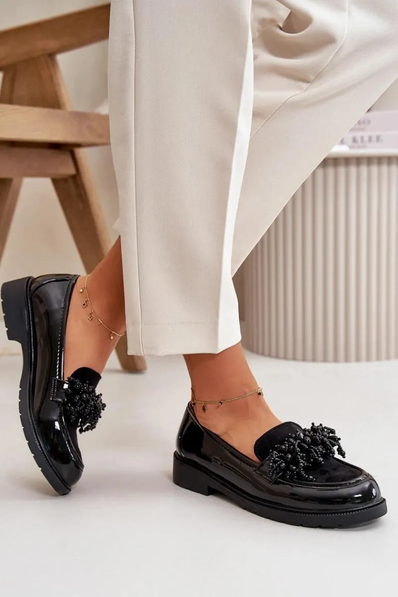 Damskie buty S.Barski Damskie Mokasyny Lakierowane S.Barski HY42-369 Czarne