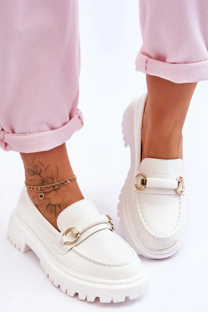 Clearance Damskie Mokasyny Na Masywnej Platformie Białe Calypso Damskie Mokasyny Damskie Skórzane|Mokasyny Na Platformie
