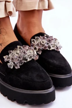 Online Boto Damskie Mokasyny Na Platformie Z Ozdobami Czarne Brenda