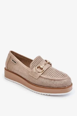 New Boto Damskie Mokasyny Na Platformie Beżowe Danny