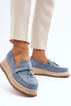 Best Damskie Mokasyny Na Plecionej Podeszwie Niebieskie Torresia Damskie Mokasyny Damskie Zamszowe