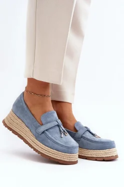 Best Damskie Mokasyny Na Plecionej Podeszwie Niebieskie Torresia Damskie Mokasyny Damskie Zamszowe