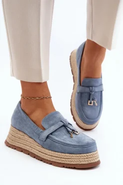 Best Damskie Mokasyny Na Plecionej Podeszwie Niebieskie Torresia Damskie Mokasyny Damskie Zamszowe