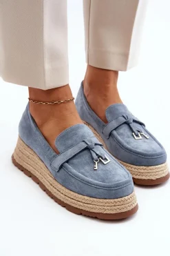 Best Damskie Mokasyny Na Plecionej Podeszwie Niebieskie Torresia Damskie Mokasyny Damskie Zamszowe