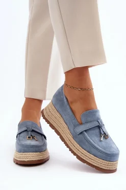 Best Damskie Mokasyny Na Plecionej Podeszwie Niebieskie Torresia Damskie Mokasyny Damskie Zamszowe