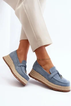 Best Damskie Mokasyny Na Plecionej Podeszwie Niebieskie Torresia Damskie Mokasyny Damskie Zamszowe