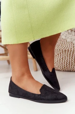 Mokasyny Damskie Zamszowe|Baleriny Klasyczne><noscript><img width=