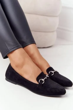 Hot Buty Sergio Leone Damskie Mokasyny Sergio Leone MK711 Zamszowe Czarne