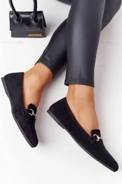 Hot Buty Sergio Leone Damskie Mokasyny Sergio Leone MK711 Zamszowe Czarne