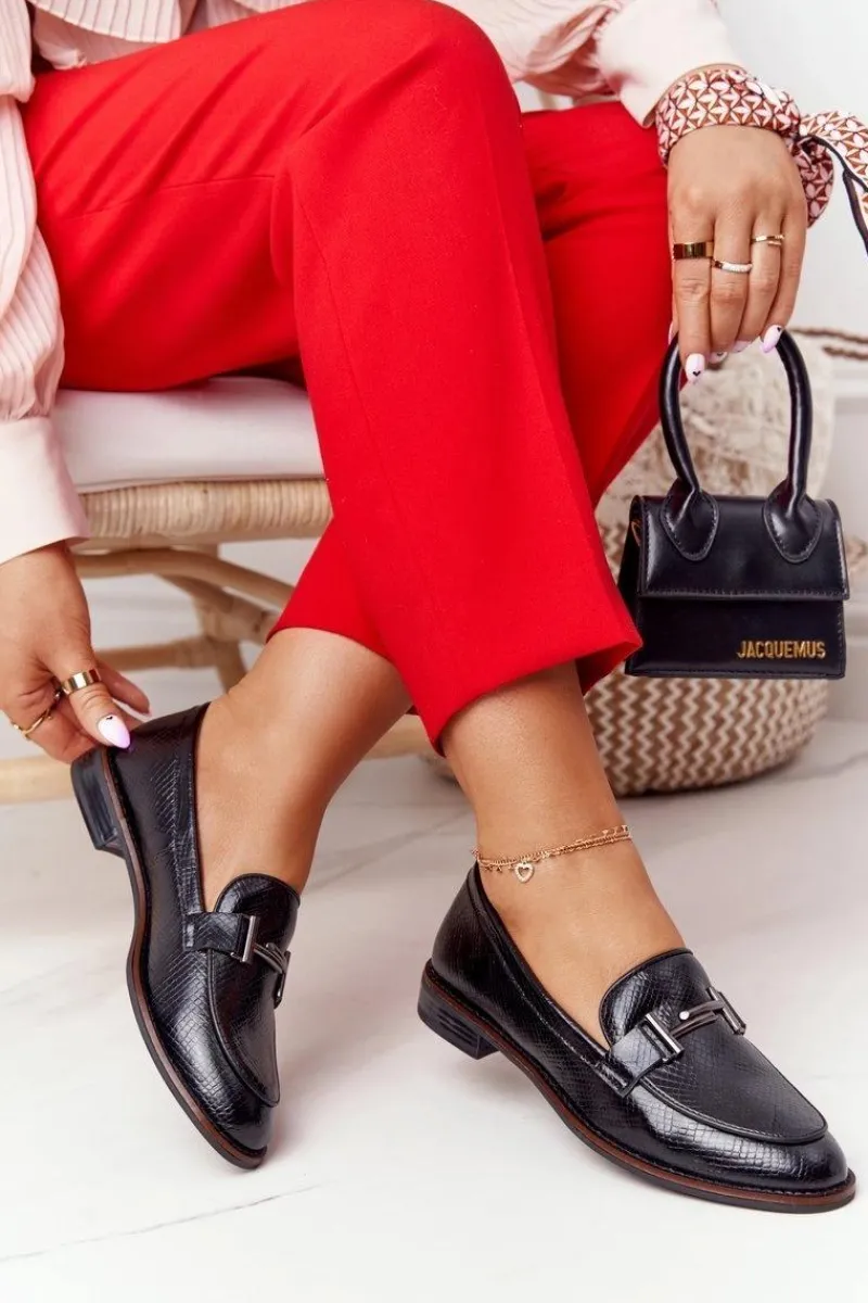 Mokasyny Damskie Skórzane>Buty Sergio Leone Damskie Mokasyny Sergio Leone PB253 Czarne