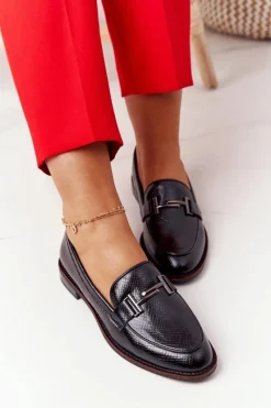 Mokasyny Damskie Skórzane>Buty Sergio Leone Damskie Mokasyny Sergio Leone PB253 Czarne