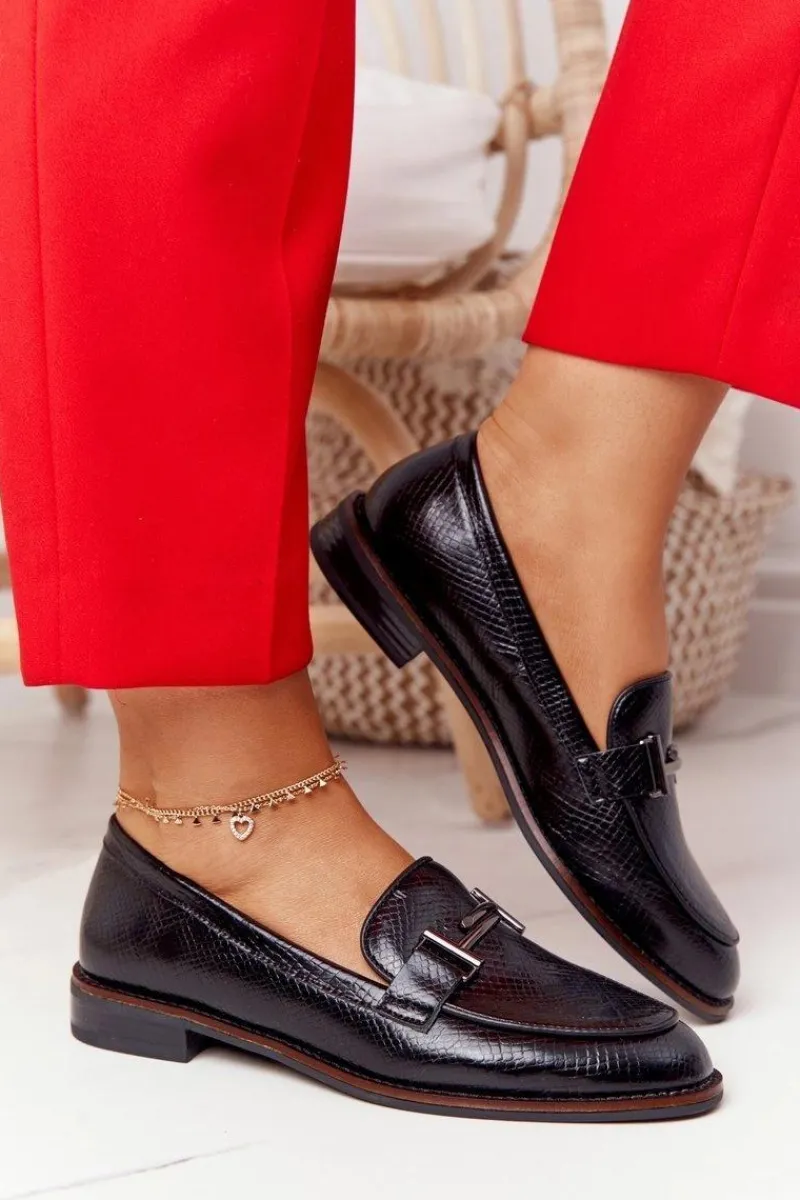 Mokasyny Damskie Skórzane>Buty Sergio Leone Damskie Mokasyny Sergio Leone PB253 Czarne