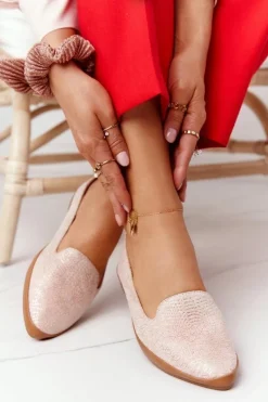 Damskie Mokasyny Sergio Leone MK700 Zamszowe Różowe Damskie Mokasyny Damskie Zamszowe|Baleriny Klasyczne