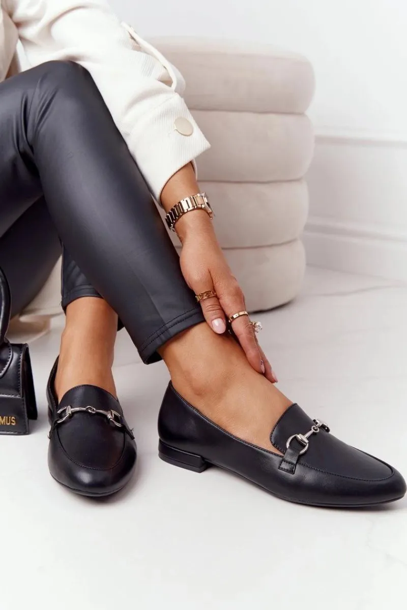 Mokasyny Damskie Skórzane>Buty Sergio Leone Damskie Mokasyny Sergio Leone MK733 Czarne