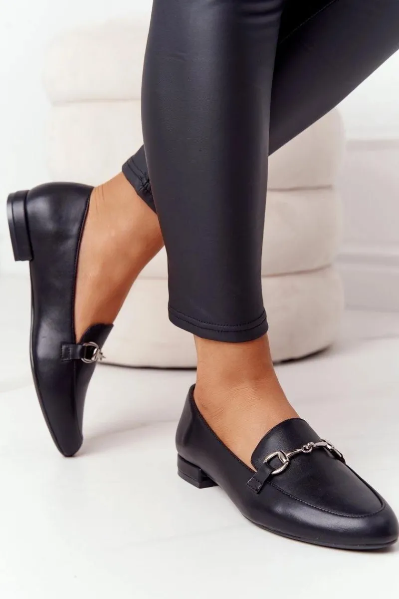 Mokasyny Damskie Skórzane>Buty Sergio Leone Damskie Mokasyny Sergio Leone MK733 Czarne