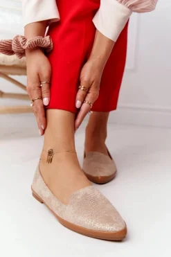 Discount Buty Sergio Leone Damskie Mokasyny Sergio Leone MK700 Zamszowe Beżowe