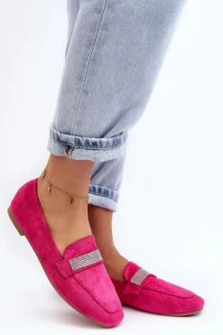 Hot Damskie Mokasyny Z Cyrkoniami Fuksja Ralrika Damskie Loafersy Damskie|Mokasyny Damskie Zamszowe