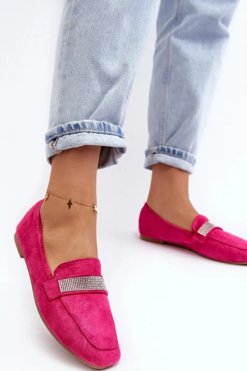 Hot Damskie Mokasyny Z Cyrkoniami Fuksja Ralrika Damskie Loafersy Damskie|Mokasyny Damskie Zamszowe
