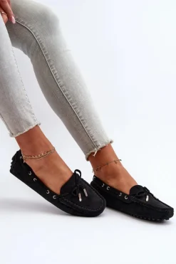 Sale Damskie Mokasyny Z Eko Zamszu Czarne Anemilda Damskie Loafersy Damskie|Mokasyny Damskie Zamszowe