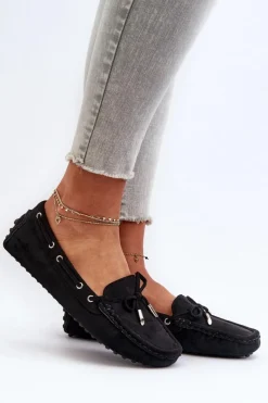 Sale Damskie Mokasyny Z Eko Zamszu Czarne Anemilda Damskie Loafersy Damskie|Mokasyny Damskie Zamszowe