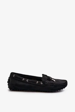Sale Damskie Mokasyny Z Eko Zamszu Czarne Anemilda Damskie Loafersy Damskie|Mokasyny Damskie Zamszowe