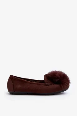Hot Boto Damskie Mokasyny Z Futerkiem Brązowe Novas