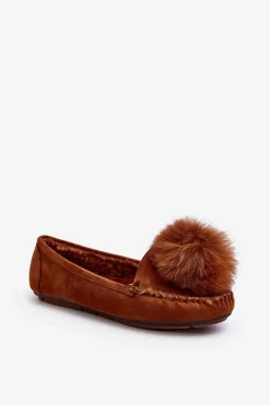 Loafersy Damskie|Kapcie Klasyczne>Boto Damskie Mokasyny Z Futerkiem Camel Novas
